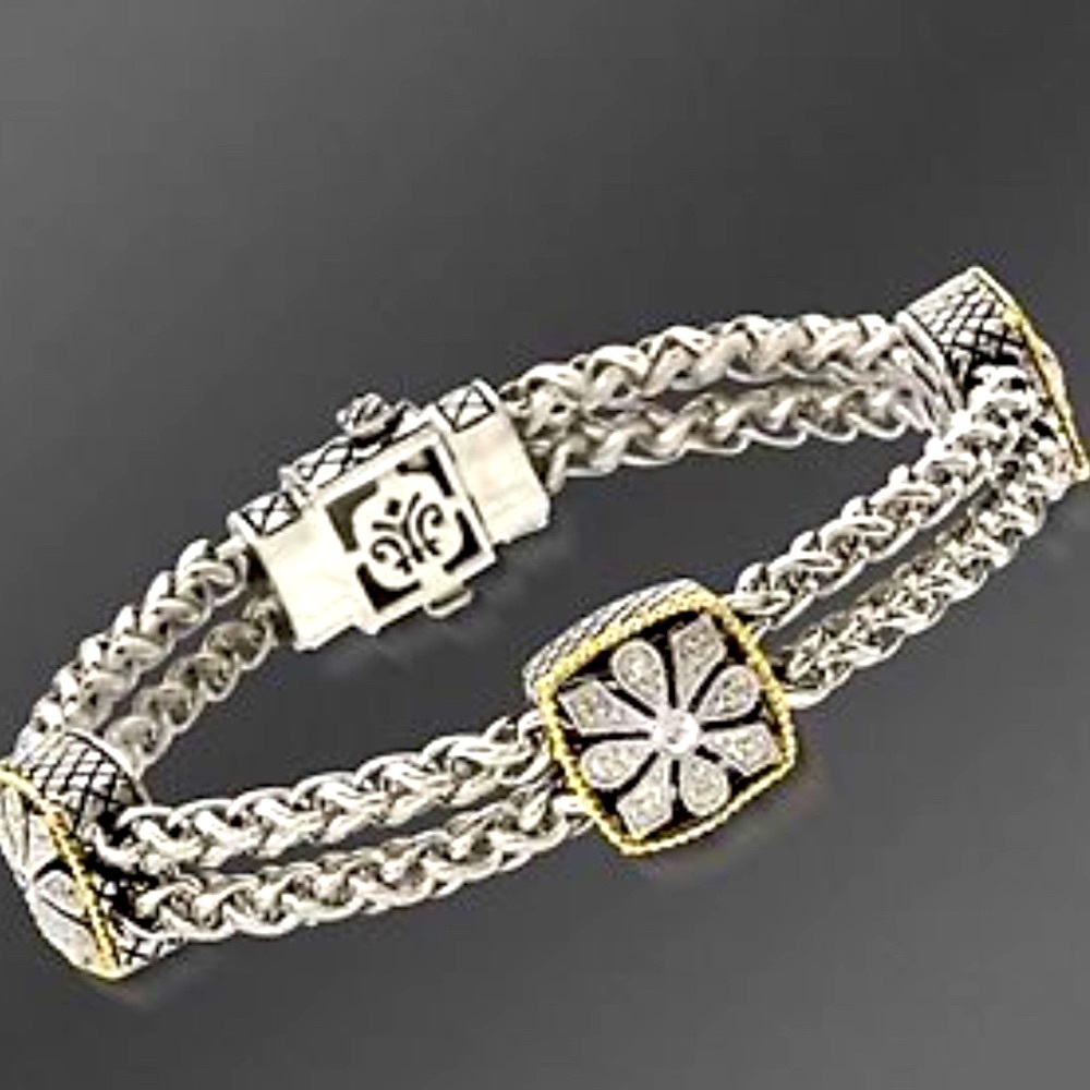 ANDREA CANDELA 18K & SS DIAMOND BRACELET - Picture 2 of 11